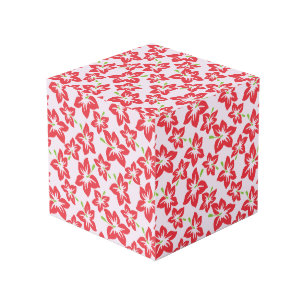 Cube Photo Hibiscus rouge, fleurs rouges, motif de fleurs