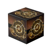 Cube Photo Horloge Steampunk avec des engrenages anciens (Angle devant)