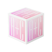 Cube Photo Initiales de couple | Gradation rose subtile (Angle devant)
