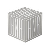 Cube Photo Initiales Monogramme | Blanc Sur Gris Clair (Angle arrière)
