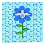 Cube Photo Joyeux Bee Day Boy Blue Birthday Bumblebee Custom (Devant)