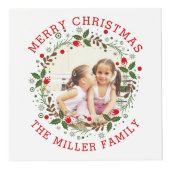 Cube Photo Joyeux Noël rouge, fêtes à fleurs (Droite)