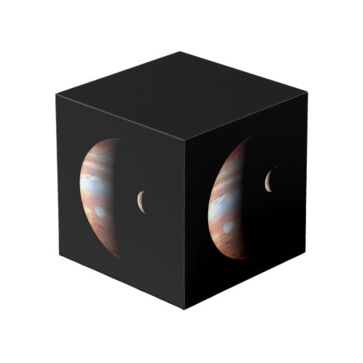 Cube Photo Jupiter Géant Gaz Planète & Io Galilée Lune (Angle devant)