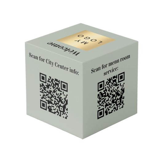 Cube Photo Logo d'accueil QR code olive vert info table (Angle arrière)