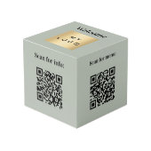 Cube Photo Logo d'accueil QR code olive vert info table (Angle devant)