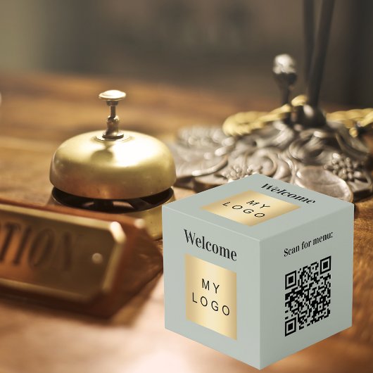Cube Photo Logo d'accueil QR code olive vert menu table