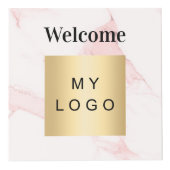 Cube Photo Logo d'entreprise de bienvenue QR code marbre tabl (Devant)