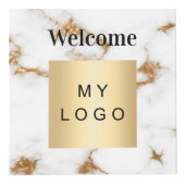 Cube Photo Logo d'entreprise de bienvenue QR code marbre tabl (Devant)