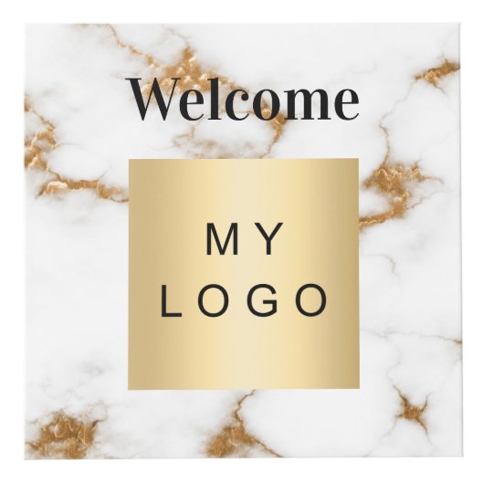 Cube Photo Logo d'entreprise de bienvenue QR code marbre tabl (Devant)