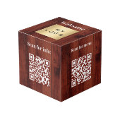Cube Photo Logo d'entreprise de bienvenue QR codes bois d'inf (Angle devant)
