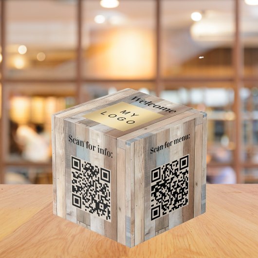 Cube Photo Logo d'entreprise de bienvenue QR codes bois d'inf
