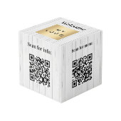 Cube Photo Logo d'entreprise de bienvenue QR codes bois d'inf (Angle devant)