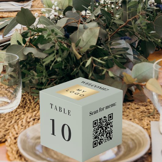 Cube Photo Logo du numéro de table QR code menu olive vert