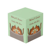 Cube Photo Mariage Automnal de Petits Écureuils Mignons Perso (Angle arrière)