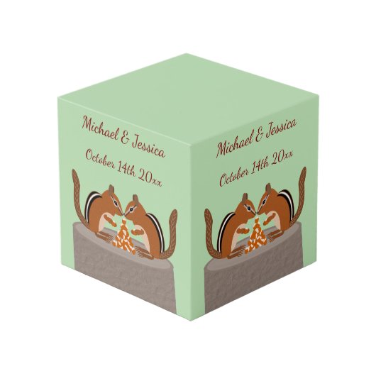 Cube Photo Mariage Automnal de Petits Écureuils Mignons Perso (Angle devant)