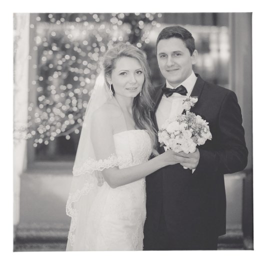 Cube Photo Mariage Carré moderne Monogramme 8 Photo Collage (Droite)