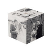Cube Photo Mariage Carré moderne Monogramme 8 Photo Collage (Angle arrière)
