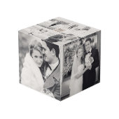 Cube Photo Mariage Carré moderne Monogramme 8 Photo Collage (Angle devant)