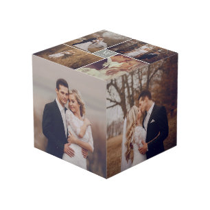 Cube Photo Mariage Carré moderne Monogramme 8 Photo Collage
