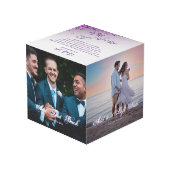 Cube Photo Mariage Violet Magenta Confetti Merci 4 Photo (Angle arrière)