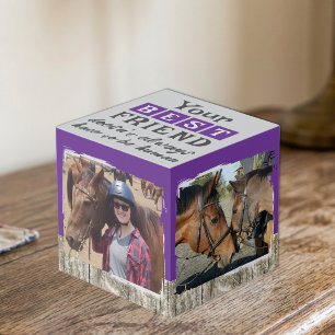 Cube Photo Meilleur ami cheval 4 photo gris violet rustique