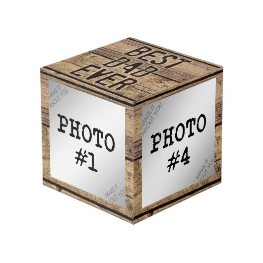 Cube Photo Meilleur papa jamais dans des photos rustiques enc (Angle devant)