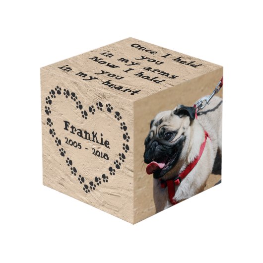 Cube Photo Mémorial personnalisé de chien (Angle devant)