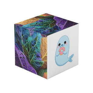 Cube Photo Mignon Pho de phoque et décoratif botanique violet