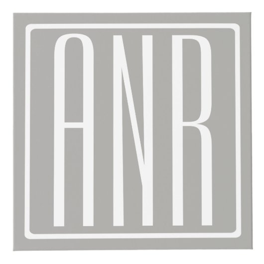 Cube Photo Monogramme initial | Blanc sur gris clair (Droite)
