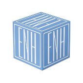 Cube Photo Monogramme Initiales 3 Moderne Gras | Bleu Clair (Angle arrière)