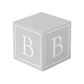 Cube Photo Monogramme simple gris clair (Angle arrière)