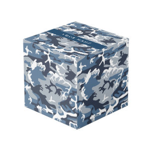 Cube Photo Motif camouflage neige hivernale bleue Personnalis