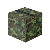 Cube Photo Motif Camouflage Vert, Votre nom, Personnaliser (Angle arrière)