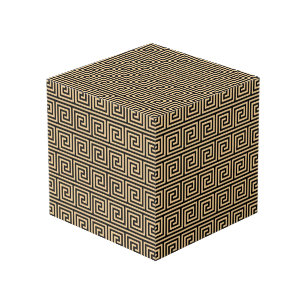 Cube Photo Motif Carrés Clé Méandre Grec Marron