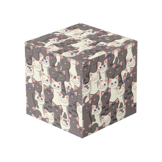 Cube Photo Motif de chats blancs et gris (Angle devant)