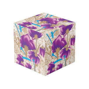 Cube Photo Motif floral vif avec violet et bleu f