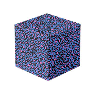 Cube Photo Motif léopard en framboise sur bleu électrique