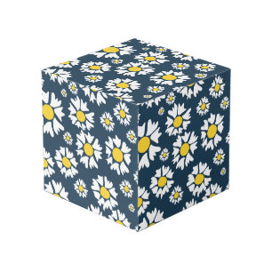 Cube Photo Motif marguerrier, motif floral, marguerites blanc