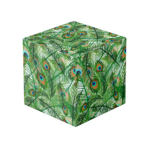 Cube Photo Motif Peacock Vert