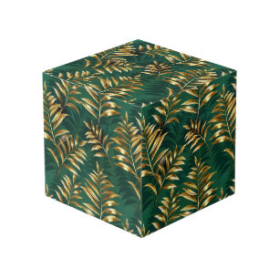 Cube Photo Motif sans couture avec des fougères dorées