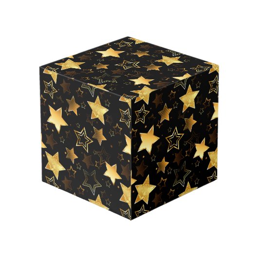 Cube Photo Motif sans couture avec étoiles d'or (Angle devant)