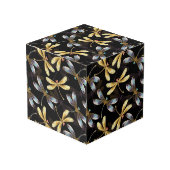 Cube Photo Motif sans couture avec libellules d'or (Angle devant)