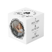 Cube Photo Nom du bébé et statistiques de naissance Empreinte (Angle arrière)