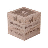 Cube Photo Nom du bébé et statistiques de naissance Keepsaké  (Angle arrière)