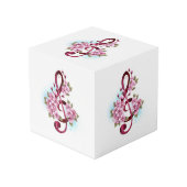 Cube Photo Notes de clef musicale en treble avec des fleurs S (Angle devant)