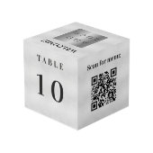 Cube Photo Numéro de table QR code menu argent logo de l'entr (Angle arrière)