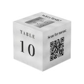 Cube Photo Numéro de table QR code menu argent logo de l'entr (Angle devant)