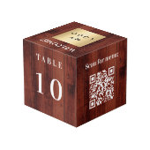 Cube Photo Numéro de table QR code menu bois logo de l'entrep (Angle arrière)