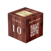 Cube Photo Numéro de table QR code menu bois logo de l'entrep (Angle devant)