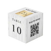 Cube Photo Numéro de table QR code menu bois logo de l'entrep (Angle devant)